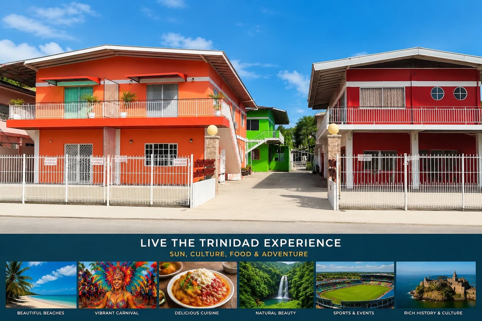 AA Courtyard apartment buildings in Mount Lambert, Trinidad — furnished long-term and daily short-stay rooms